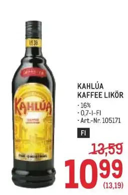 Metro Kahlúa Kaffee Likör Angebot