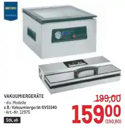 Metro Vakuumiergerät GVS1140 Angebot