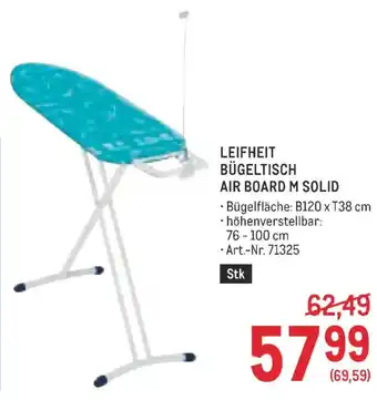 Metro Leifheit Bügeltisch Air Board M Solid Angebot