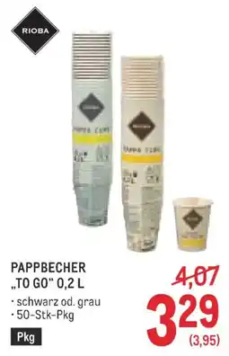 Metro Rioba Pappbecher "To Go" Angebot