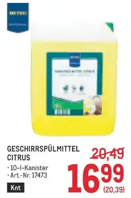 Metro Geschirrspülmittel Citrus Angebot