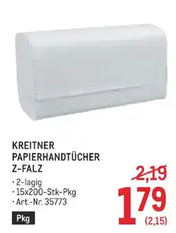 Metro Kreitner Papierhandtücher Z-Falz Angebot