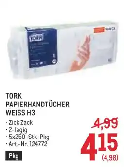 Metro Tork Papierhandtücher Weiss H3 Angebot