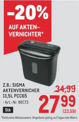 Metro Sigma Aktenvernichter Angebot
