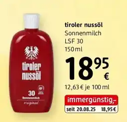 dm tiroler nussöl Sonnenmilch LSF 30 Angebot