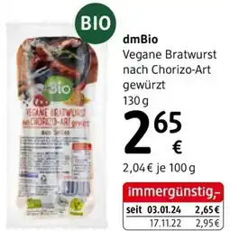 dm dmBio Vegane Bratwurst nach Chorizo-Art gewürzt Angebot
