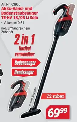 Zgonc Akku-Hand- und Bodenstaubsauger TE-HV 18/06 Li Solo Angebot