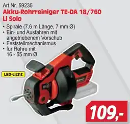 Zgonc Akku-Rohrreiniger TE-DA 18/760 Li Solo Angebot