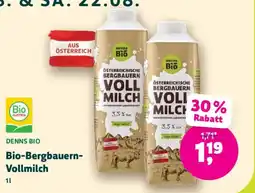 Denn's Biomarkt DENNS BIO Bio-Bergbauern-Vollmilch Angebot