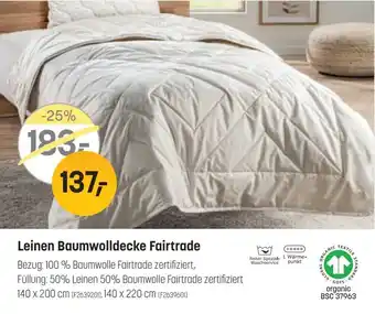 Leinen Baumwolldecke Fairtrade