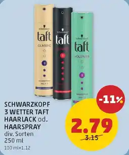 PENNY Schwarzkopf 3 wetter taft haarlack od. haarspray Angebot