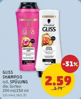 PENNY Gliss shampoo od. spülung Angebot