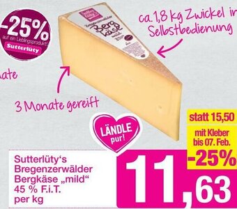 Sutterlüty Sutterlüty's Bregenzerwälder Bergkäse Mild 45% F.i.T Angebot