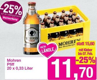 Sutterlüty Mohren Pfiff 20x0,33 Liter Angebot