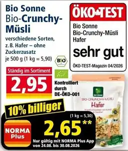 Norma Bio Sonne Bio-Crunchy-Müsli Angebot