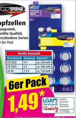 Norma PowerPak Knopfzellen Angebot