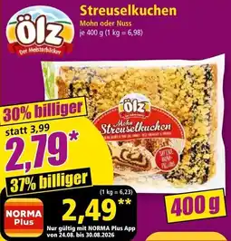Norma Ölz Streuselkuchen Angebot