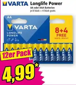 Norma VARTA Longlife Power AA oder AAA Batterien Angebot