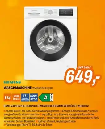 Expert Siemens Waschmaschine WM14NK75EX IQ300 Angebot