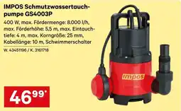 Lagerhaus IMPOS Schmutzwassertauchpumpe GS4003P Angebot