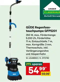 Lagerhaus GÜDE Regenfass-tauchpumpe GFP5201 Angebot