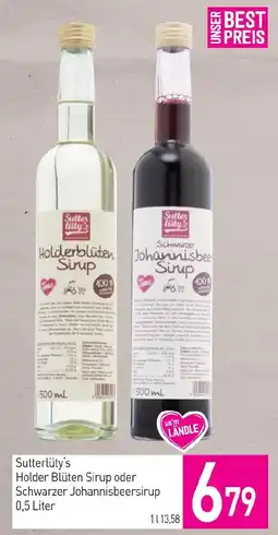 Sutterlüty Sutterlüty's Holder Blüten Sirup oder Schwarzer Johannisbeersirup Angebot