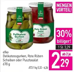 Sutterlüty efko Delikatess Gurken, Rote Rüben Scheiben oder Pusztasalat Angebot