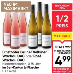 Maximarkt Ernsthofer Grüner Veltliner Wachau DAC oder Rosé Wachau DAC Angebot