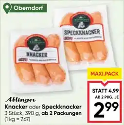 Maximarkt Ablinger Knacker oder Speckknacker Angebot