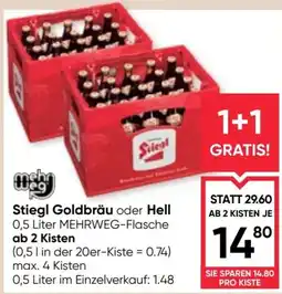Maximarkt Stiegl Goldbräu oder Hell Angebot