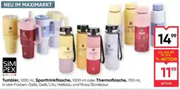 Maximarkt SimPex Color Tumbler, Sporttrinkflasche oder Thermoflasche Angebot