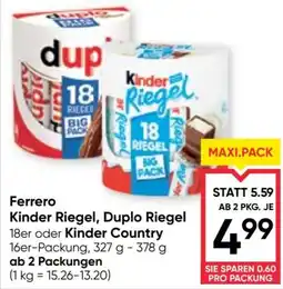 Maximarkt Ferrero Kinder Riegel, Duplo Riegel Angebot