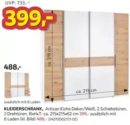 Möbelix Kleiderschrank, Artisan Eiche Dekor/Weiß Angebot