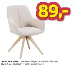 Möbelix ARMLEHNSTUHL, Webstoff Beige, Gestell Naturfarben Angebot