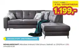 Möbelix WOHNLANDSCHAFT, Mikrofaser Anthrazit, Füße Schwarz Angebot