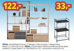 Möbelix REGAL, Gestell Metall Schwarz, 2 Ablagen in Marmoroptik, 1 Ablage Gitter Angebot