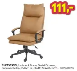 Möbelix CHEFSESEL, Lederlook Braun, Gestell Schwarz Angebot