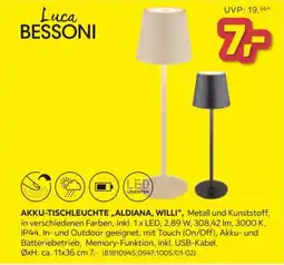 Möbelix Luca Bessoni Akku-Tischleuchte „Aldiana, Willi“ Angebot