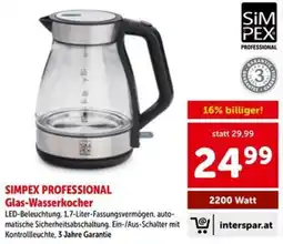 Interspar SIMPEX PROFESSIONAL Glas-Wasserkocher Angebot
