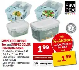 Interspar SIMPEX COLOR Pull Box oder SIMPEX COLOR Frischhaltedosen Angebot