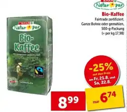 Interspar Natur pur Bio-Kaffee Angebot