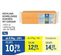 Metro HOCHLAND SCHMELZKÄSE SCHEIBEN MIT CHEDDAR Angebot