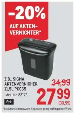 Metro SIGMA AKTENVERNICHTER 11,5L PCC65 Angebot