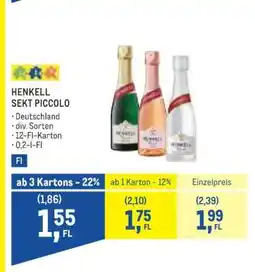 Metro Henkell Sekt Piccolo Angebot