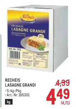 Metro Recheis Lasagne Grandi Angebot