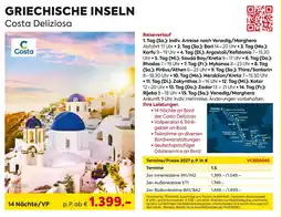 Billa Reisen GRIECHISCHE INSELN Costa Deliziosa Angebot