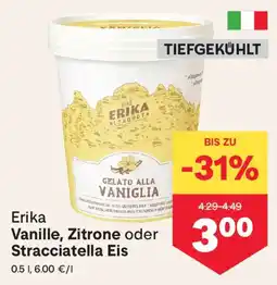 MPreis Erika Vanille, Zitrone oder Stracciatella Eis Angebot