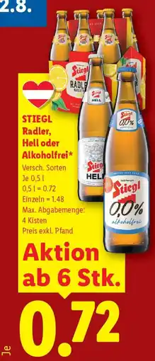 Lidl STIEGL Radler, Hell oder Alkoholfrei Angebot