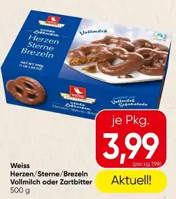 Spar Weiss Herzen/Sterne/Brezeln Vollmilch oder Zartbitter Angebot