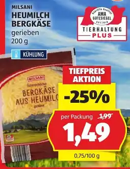 Hofer Milsani Heumilch Bergkäse Angebot